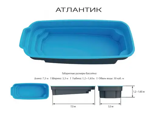 Композитный бассейн Атлантик PREMIUM